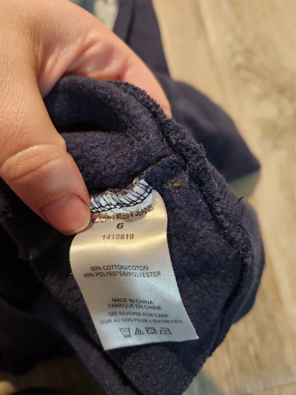 Calvin Klein Jeans Navy and Light Gray Logo Hoodie - Picture 5 of 6